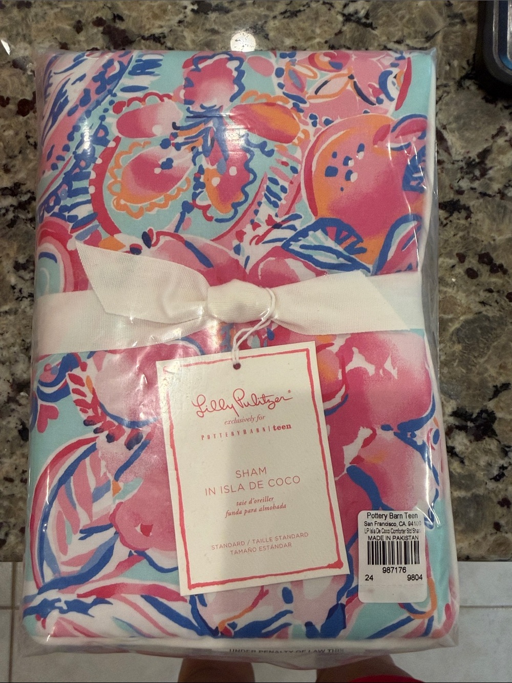 Lilly Pulitzer Pink Blue Floral Isla de Coco Sham